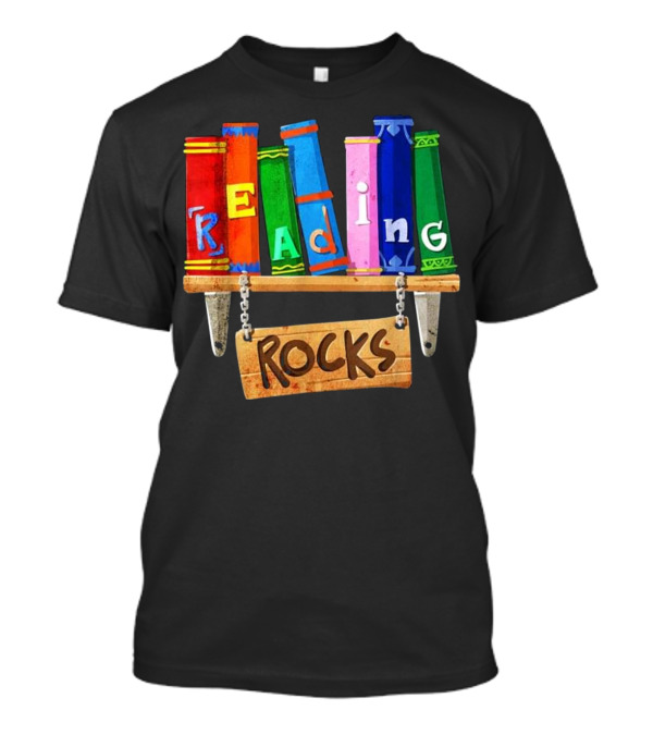 Reading Rocks Books Shelf Colorful Letters T-Shirt