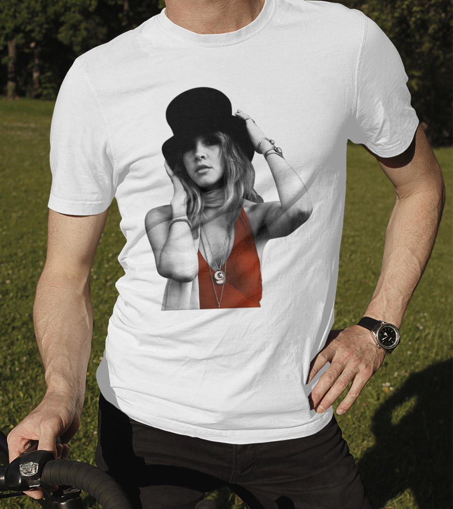 Fw 7 Stevie Nicks Vintage Red Dress And Black Top Hat T-Shirt