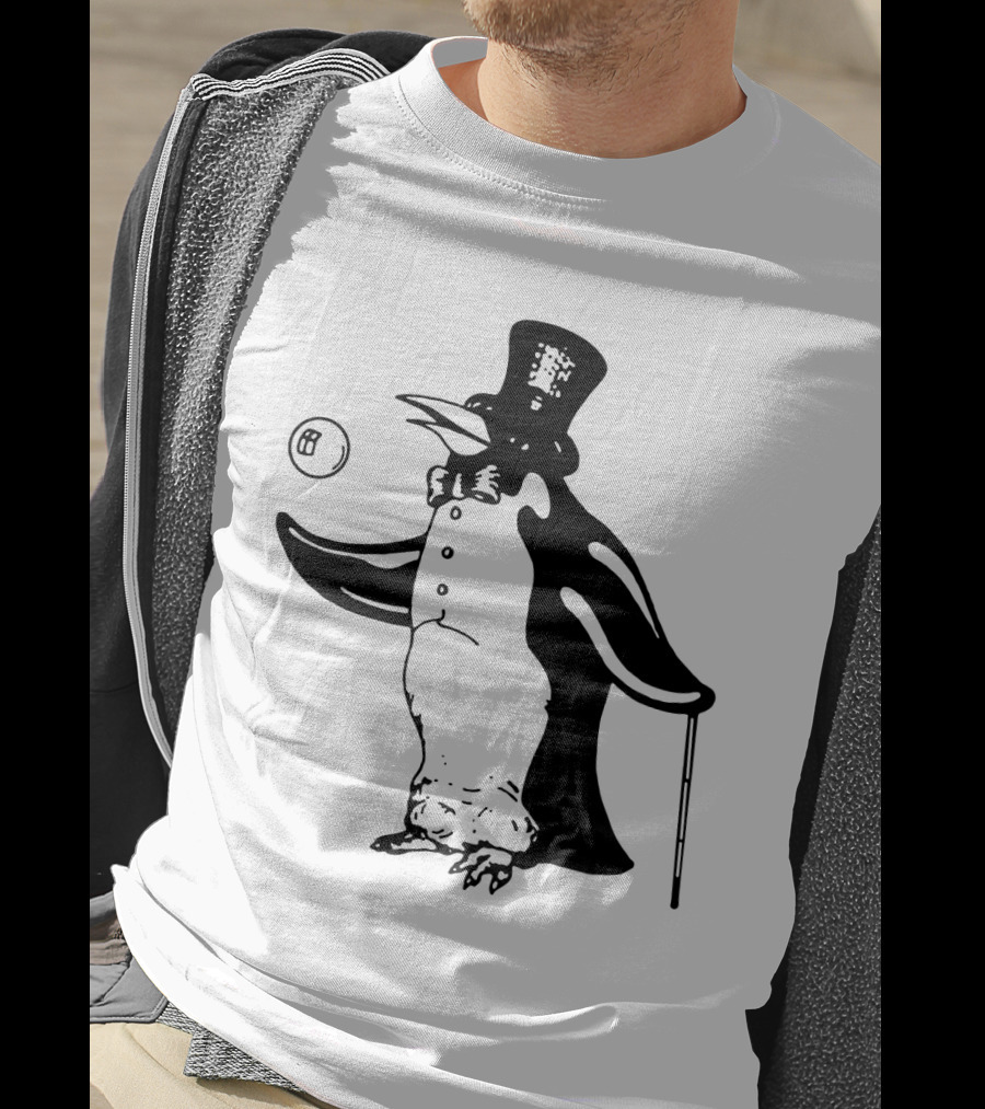 Fw 12 Penguin With Top Hat And Bow Tie 8 Ball T-Shirt