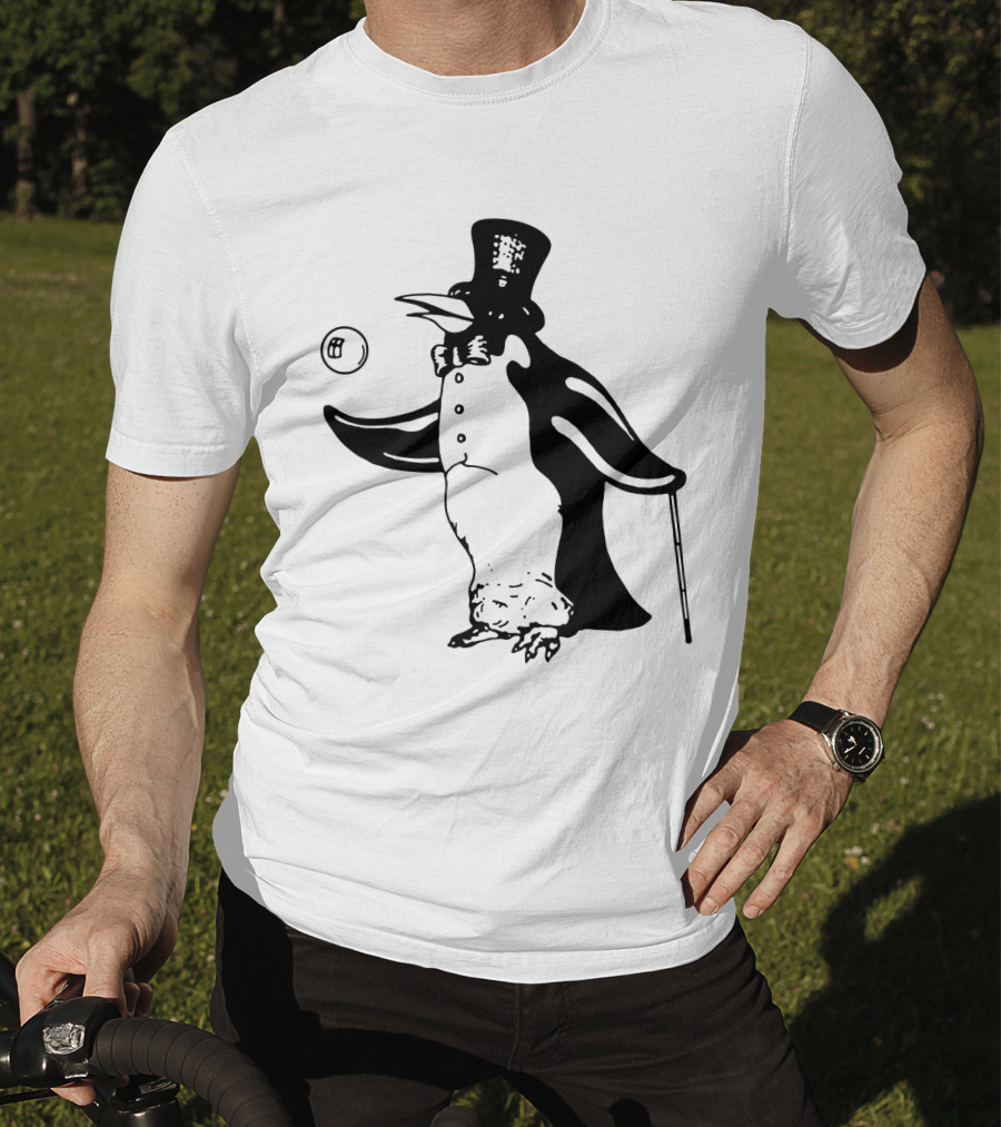 Fw 12 Penguin With Top Hat And Bow Tie 8 Ball T-Shirt