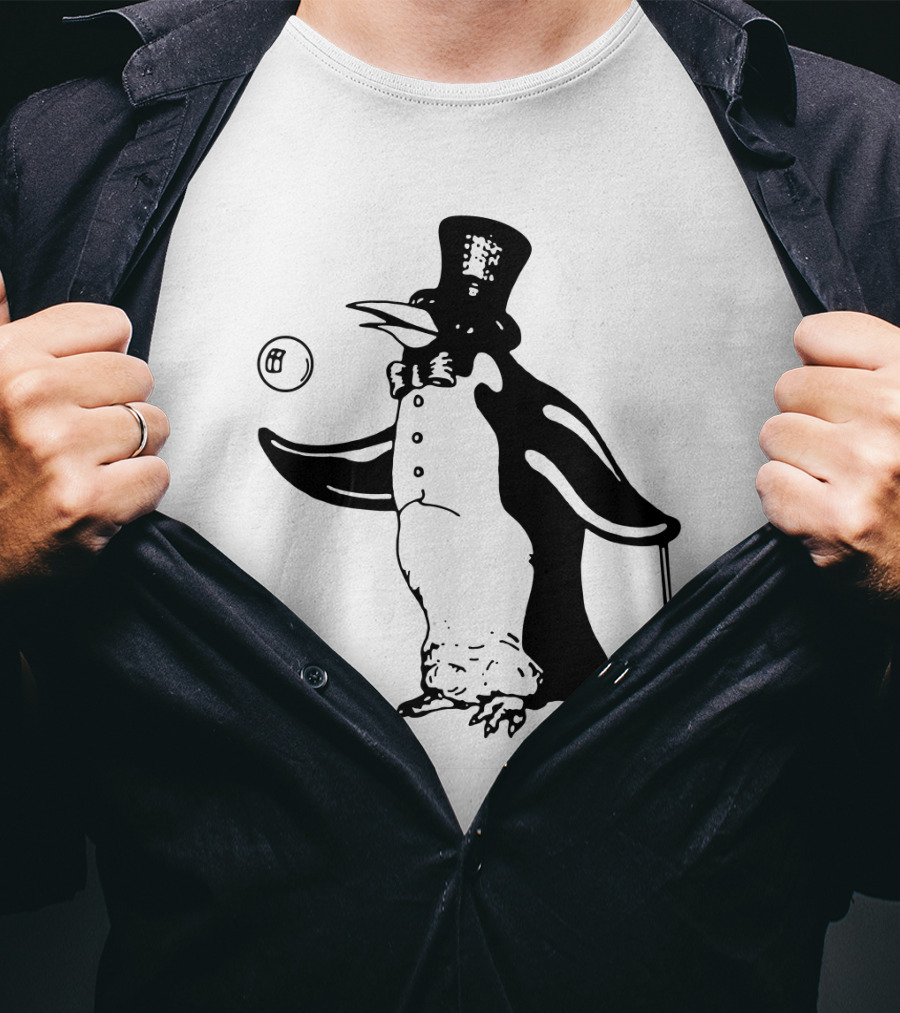 Fw 12 Penguin With Top Hat And Bow Tie 8 Ball T-Shirt