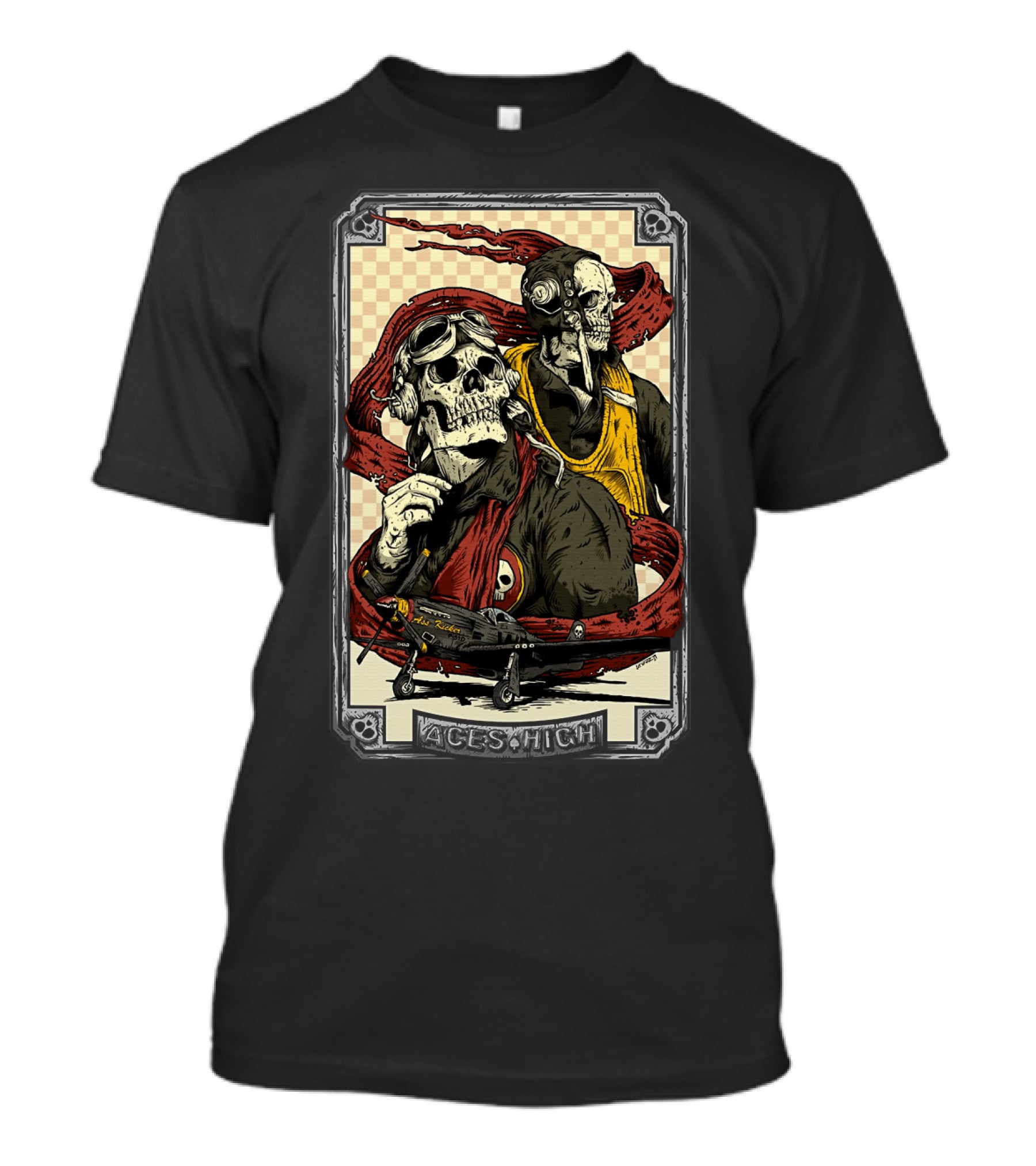 Aces High Ir 63 Skull Pilot Artwork T-Shirt