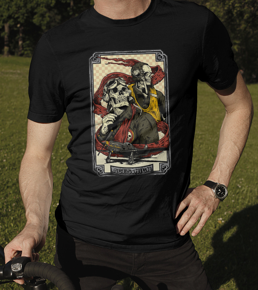 Aces High Ir 63 Skull Pilot Artwork T-Shirt