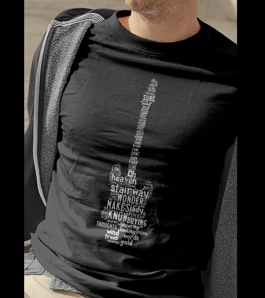 Stairway LZ 70's Words Guitar Heaven T-Shirt