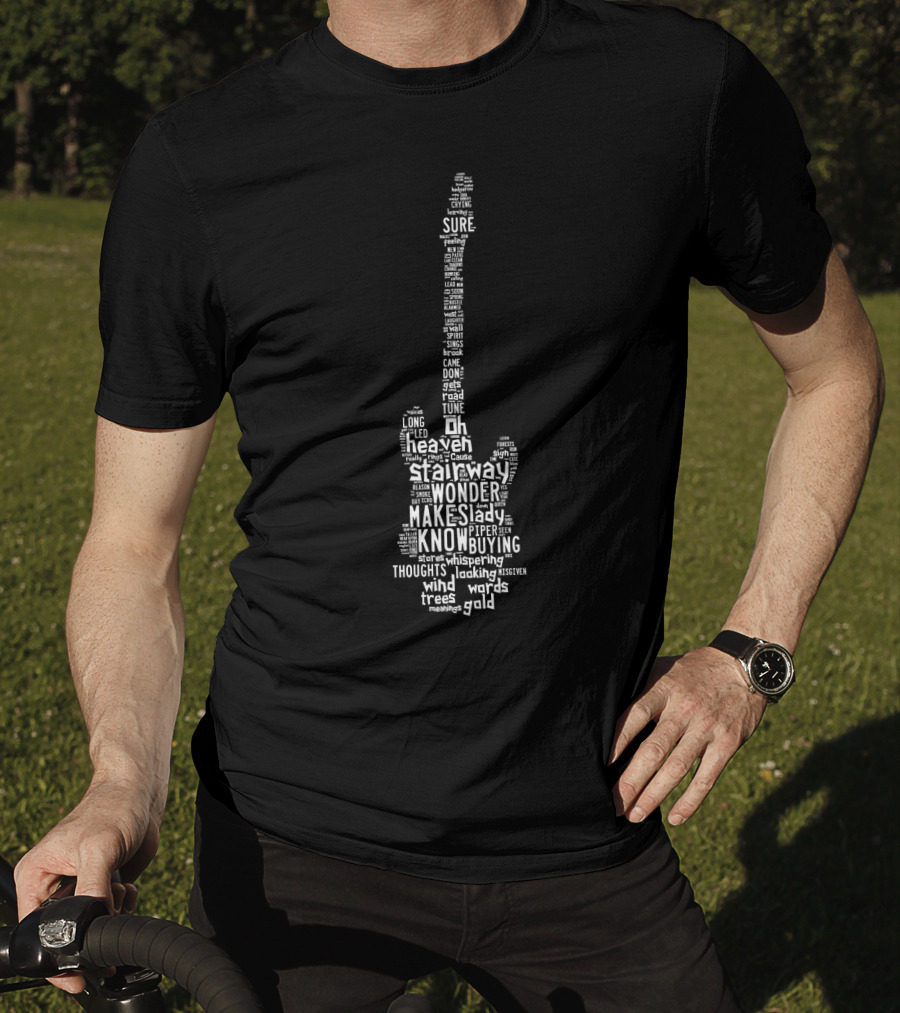 Stairway LZ 70's Words Guitar Heaven T-Shirt