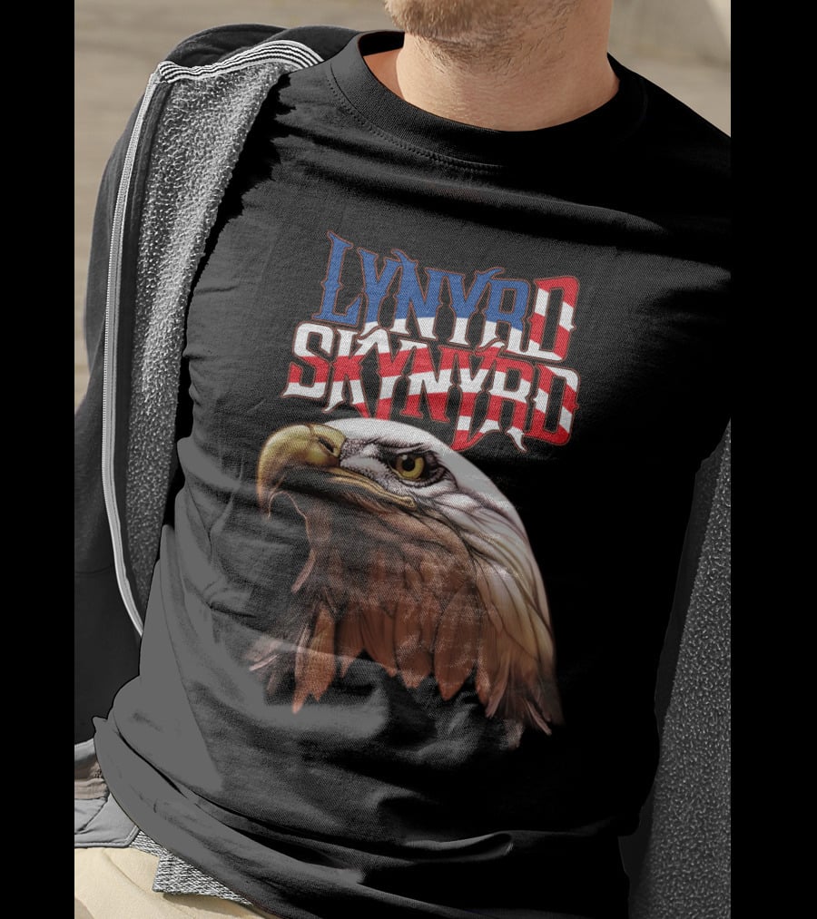 Lynyrd Skynyrd American Flag Text Eagle Head T-Shirt