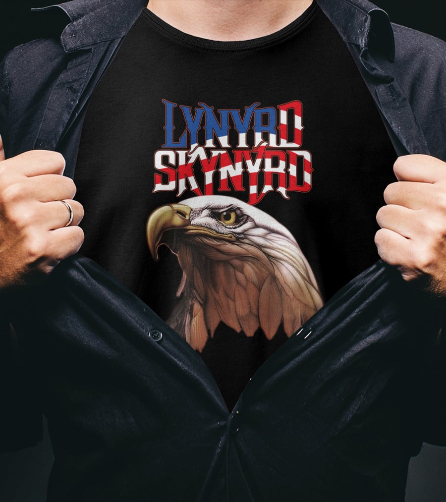 Lynyrd Skynyrd American Flag Text Eagle Head T-Shirt