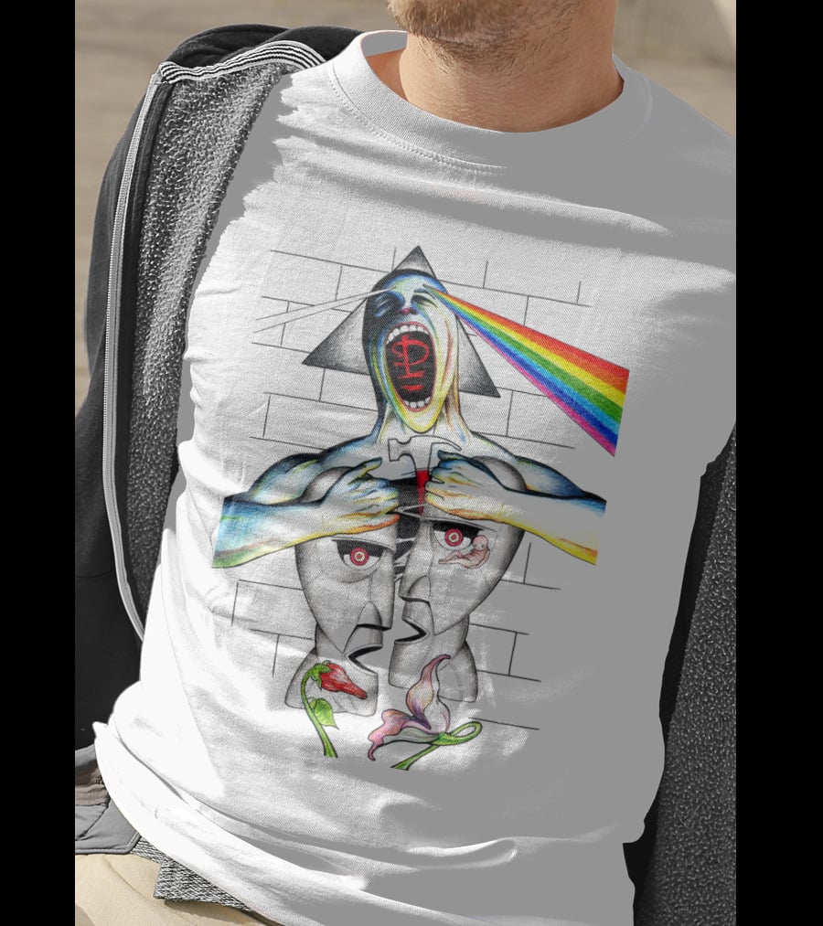 Pf The Wall With Prism And Rainbow Light Spectrum T-Shirt