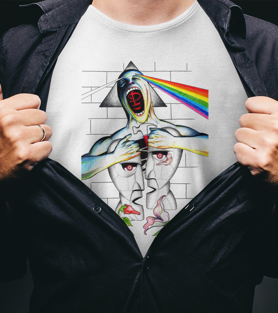 Pf The Wall With Prism And Rainbow Light Spectrum T-Shirt