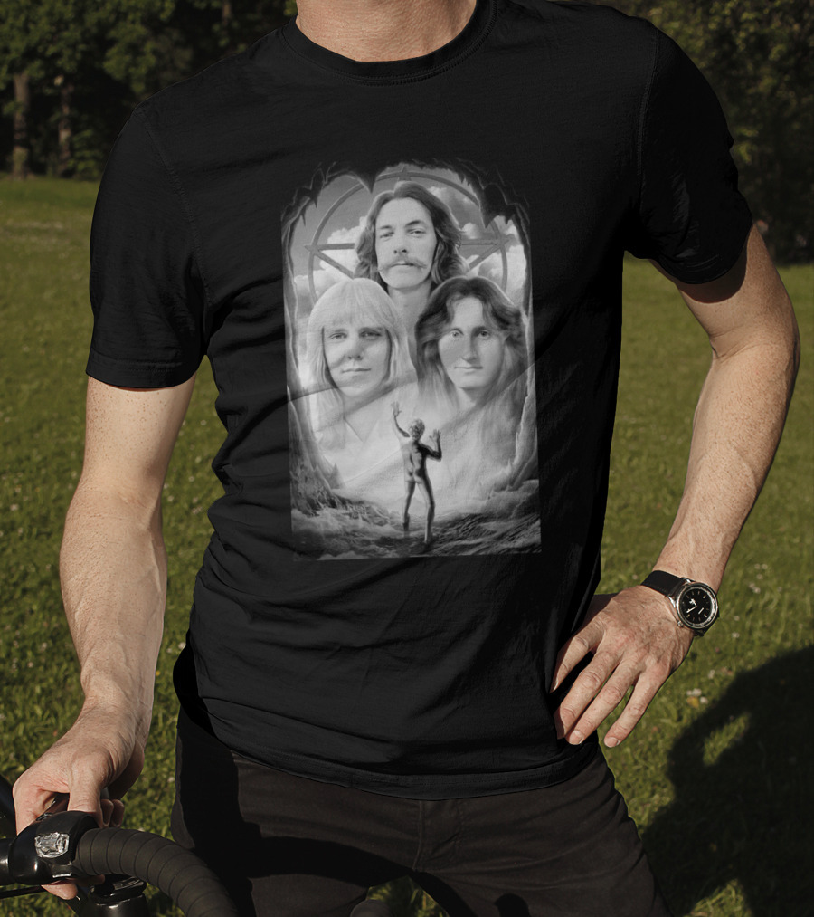 Rush Band Members With Starman Symbol And Celestial Background T-Shirt
