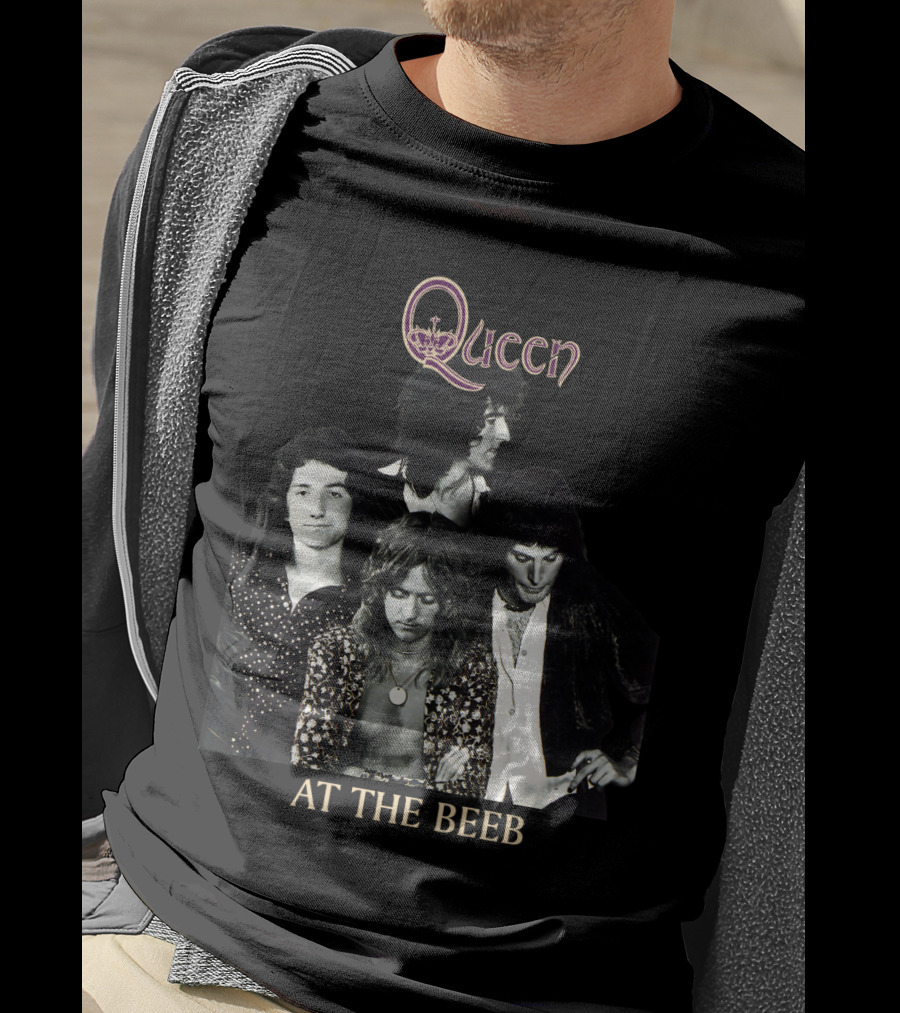 Queen At The Beeb Band Members Black And White Photo T-Shirt