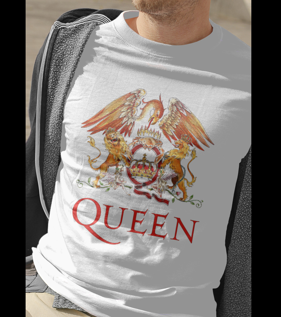 Queen Band Crest Logo With Lions And Phoenix T-Shirt