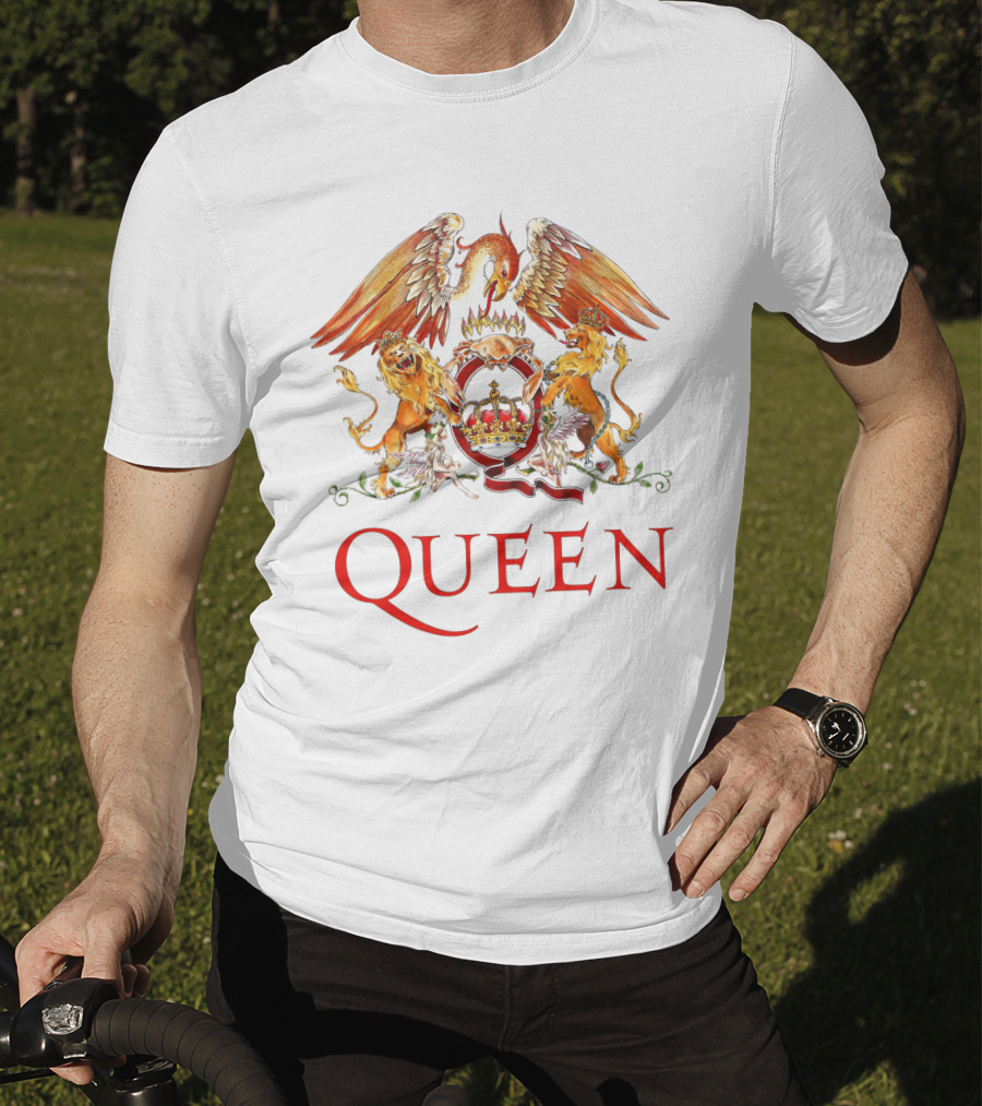 Queen Band Crest Logo With Lions And Phoenix T-Shirt