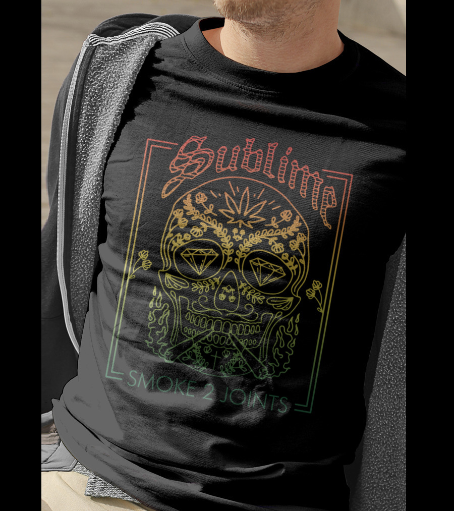 Sublime Smoke 2 Joints Day Of The Dead Skull T-Shirt