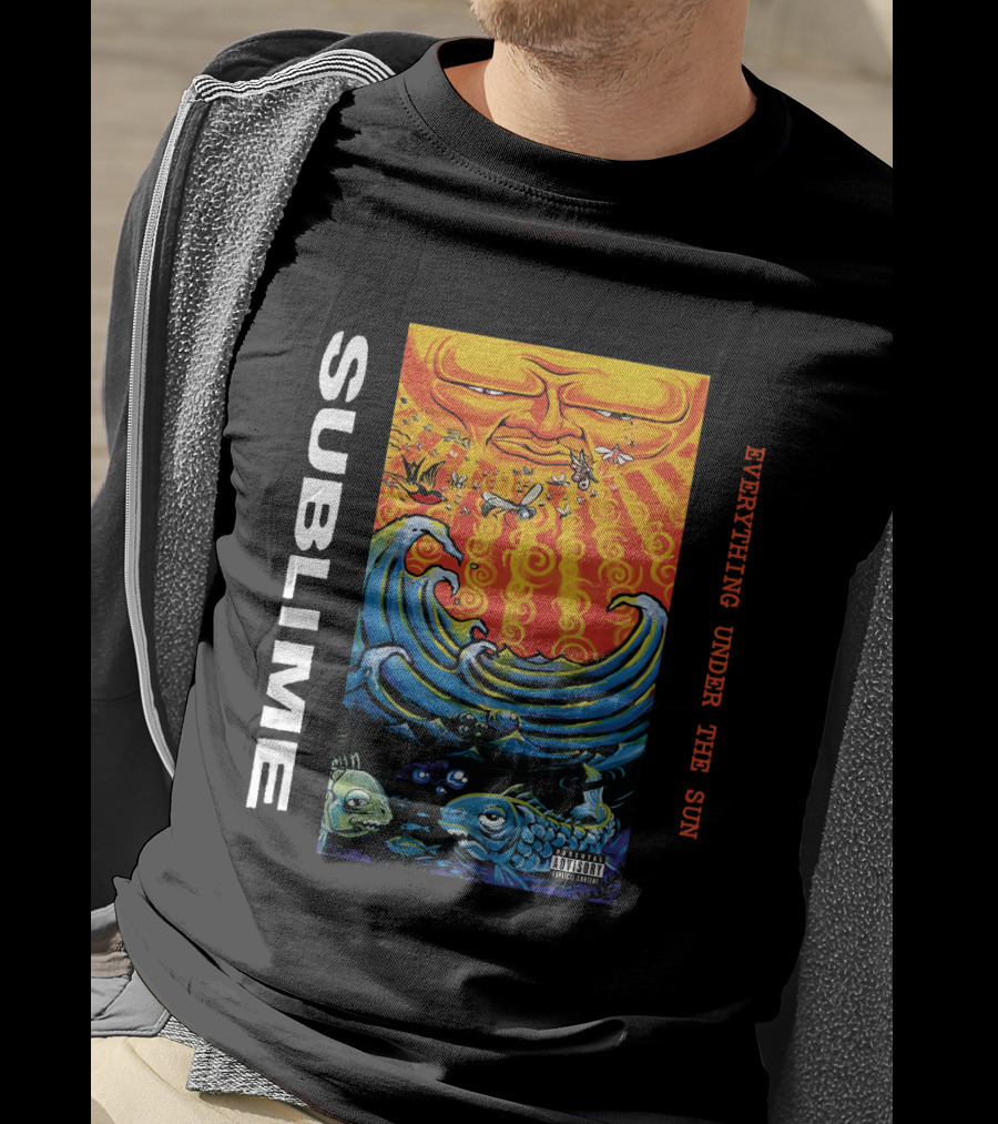 Sublime Everything Under The Sun Waves And Fish Artwork T-Shirt