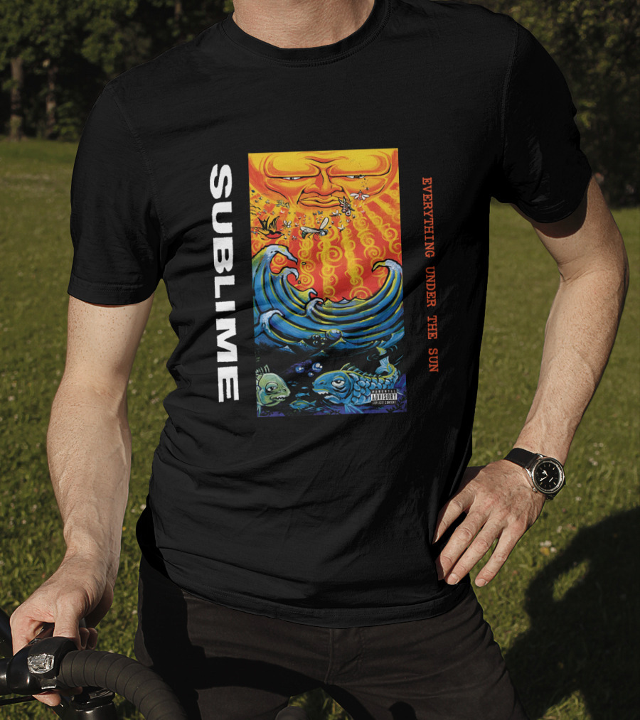 Sublime Everything Under The Sun Waves And Fish Artwork T-Shirt
