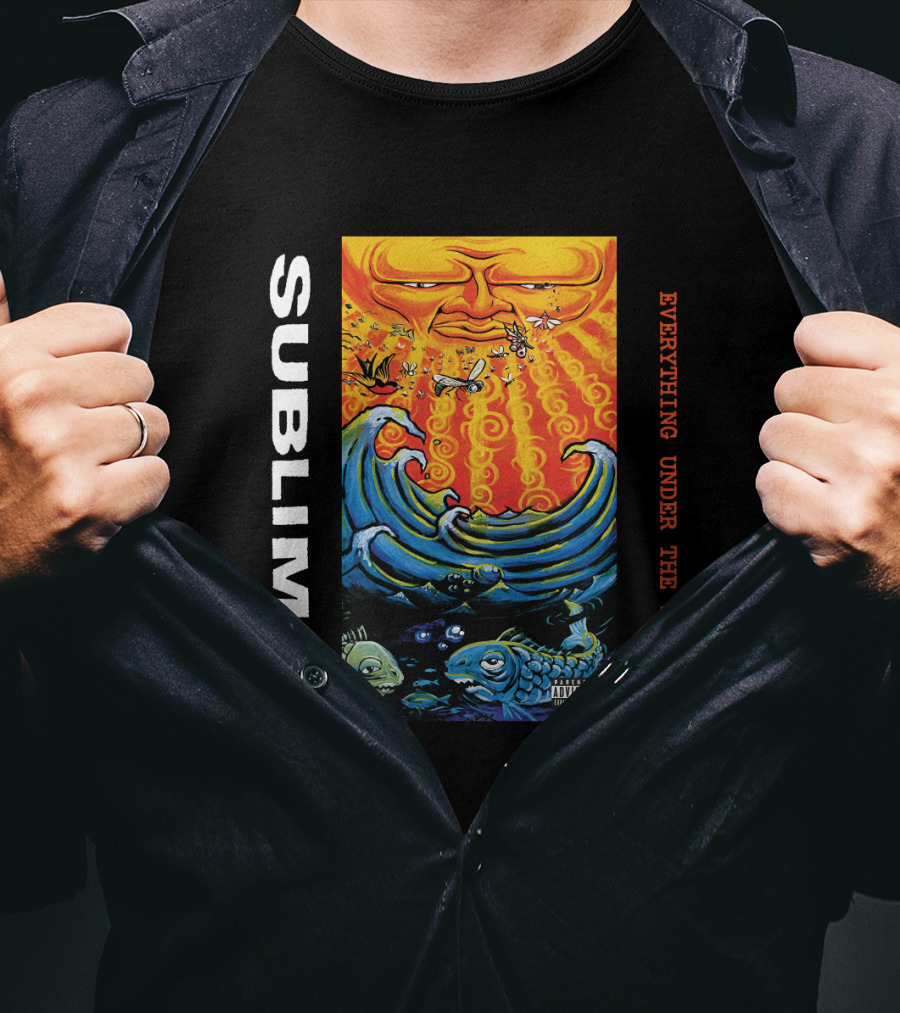 Sublime Everything Under The Sun Waves And Fish Artwork T-Shirt