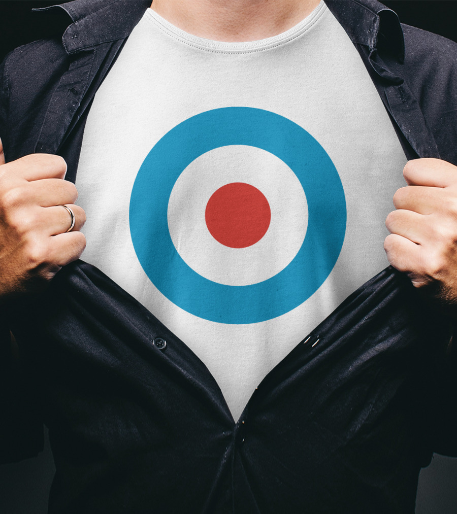 Mod Target Symbol Design With Red Circle Blue Outer Ring T-Shirt