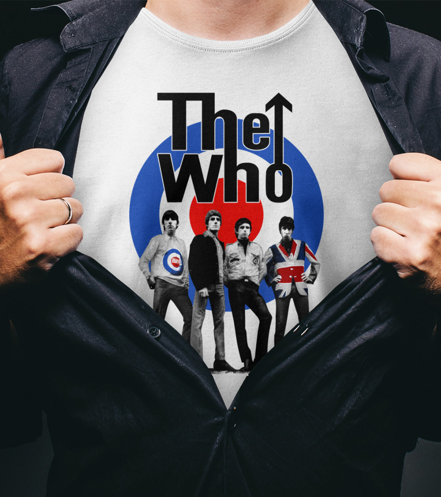 The Who Band Members With British Mod Target T-Shirt
