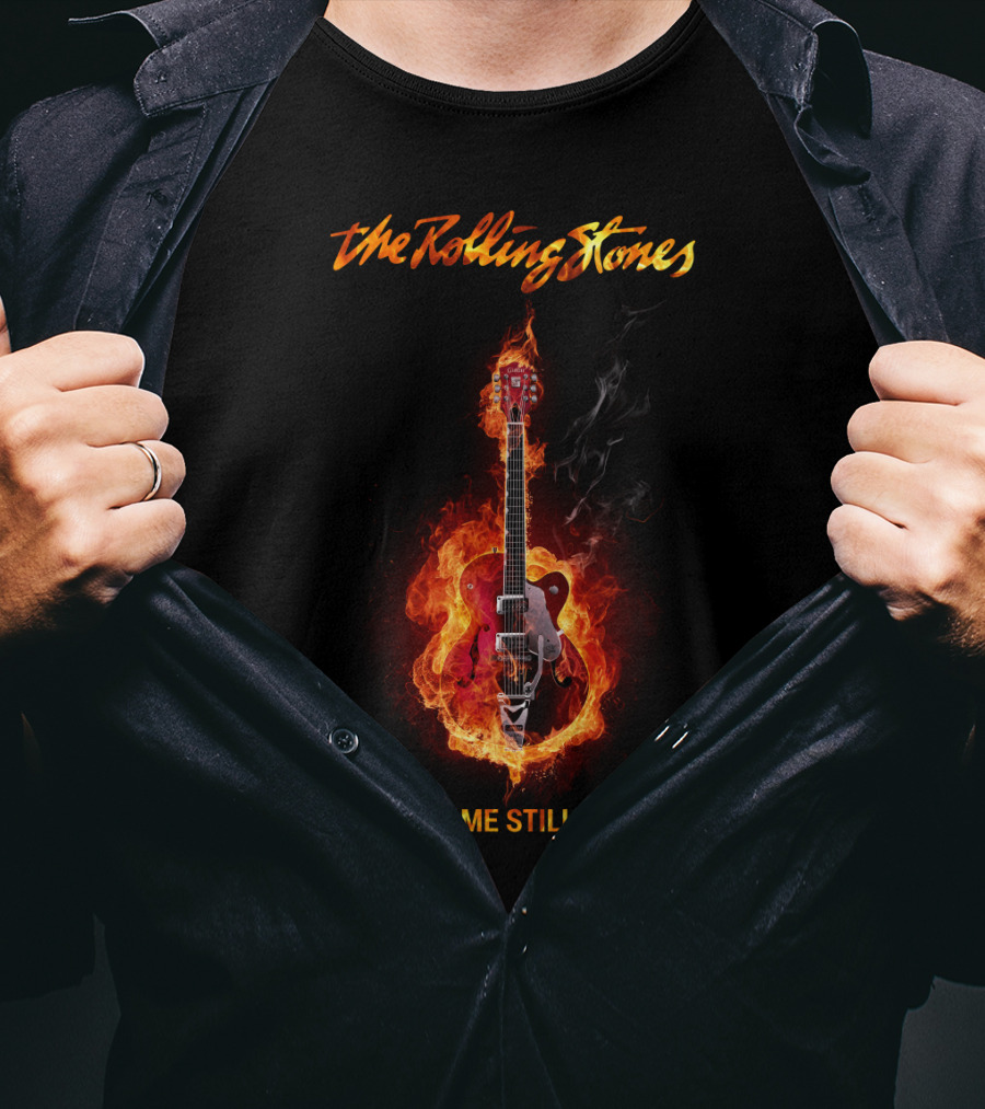 The Rolling Stones The Flame Still Burns Fiery Guitar T-Shirt