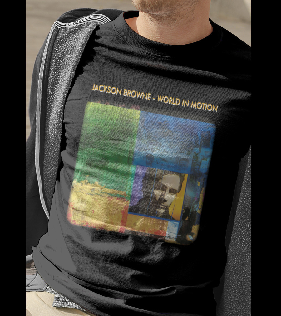 Jackson Browne World In Motion Album Cover Collage T-Shirt