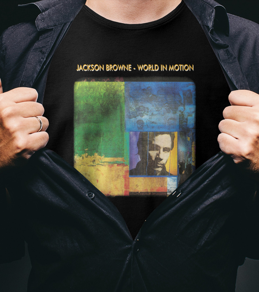 Jackson Browne World In Motion Album Cover Collage T-Shirt