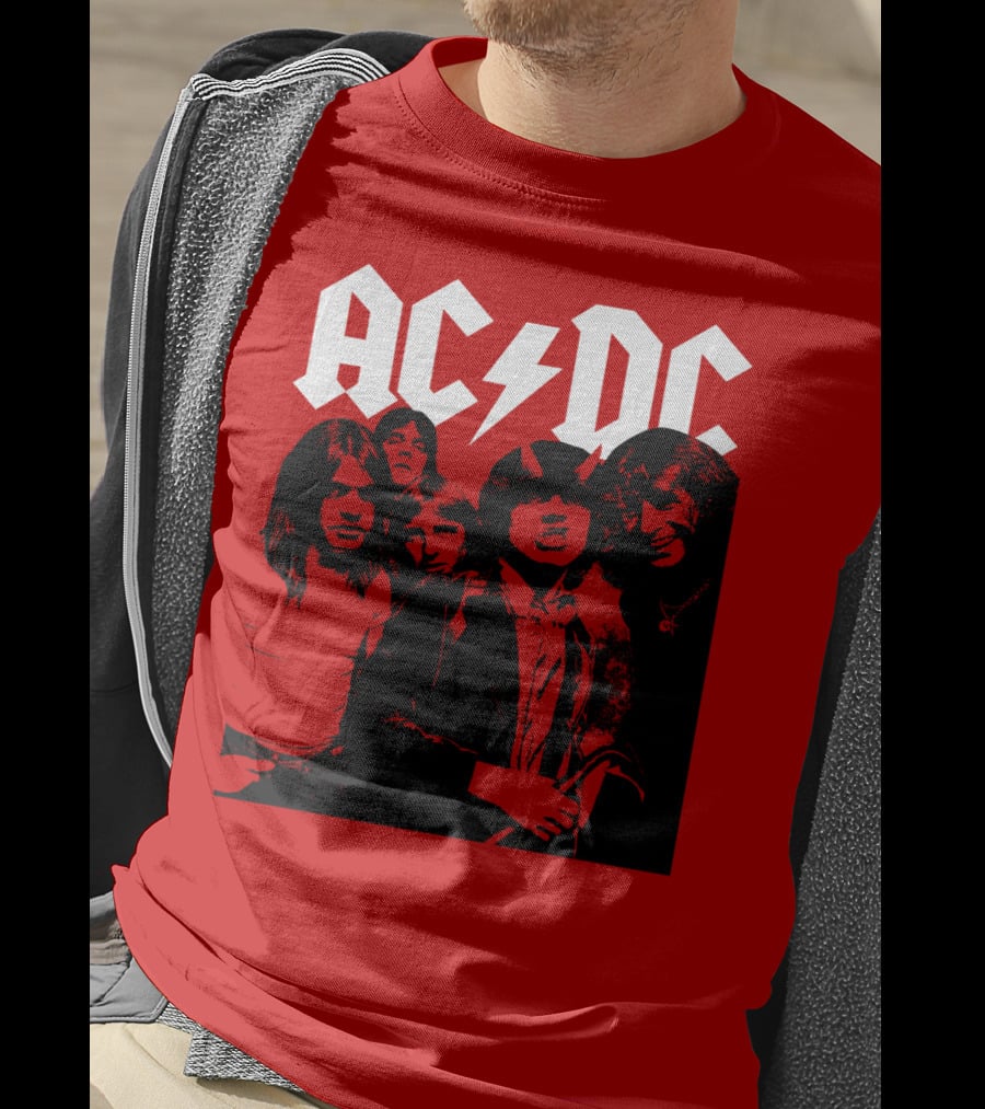 Acdc Band Classic Members Black And White Photo Vintage Style T-Shirt