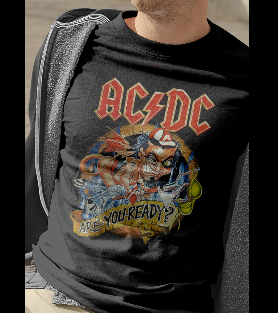Acdc Are You Ready? Mailed Comic Character T-Shirt