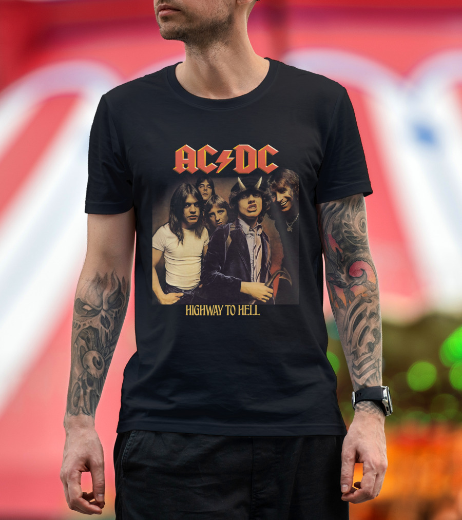 Ac/Dc Highway To Hell Band Members Classic Album Cover T-Shirt