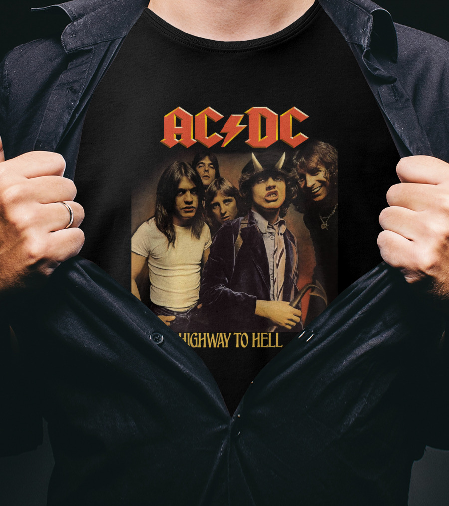 Ac/Dc Highway To Hell Band Members Classic Album Cover T-Shirt