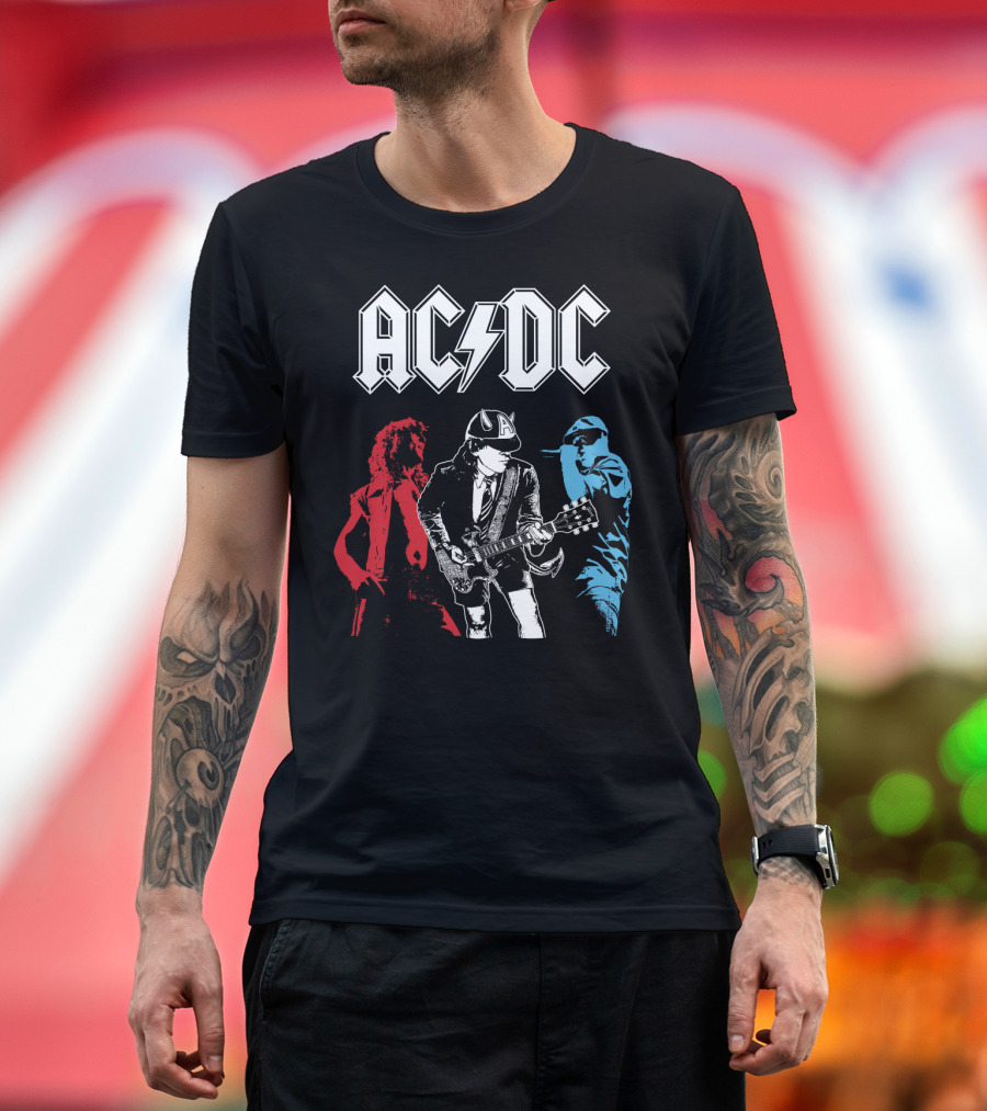 Acdc Angus Young Guitarist Silhouettes Rock Performance T-Shirt