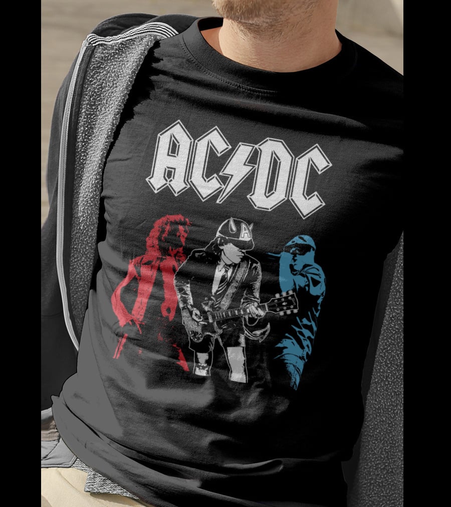 Acdc Angus Young Guitarist Silhouettes Rock Performance T-Shirt