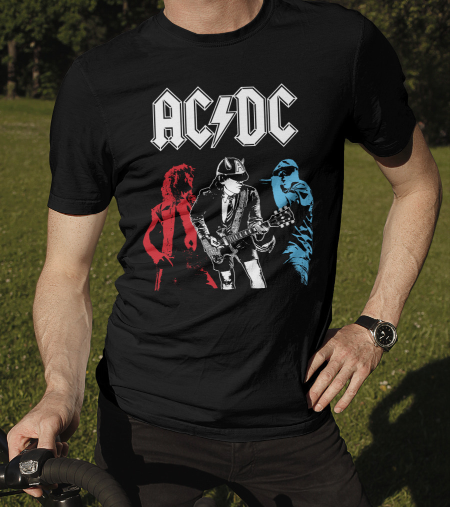 Acdc Angus Young Guitarist Silhouettes Rock Performance T-Shirt