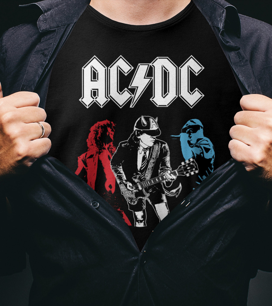 Acdc Angus Young Guitarist Silhouettes Rock Performance T-Shirt