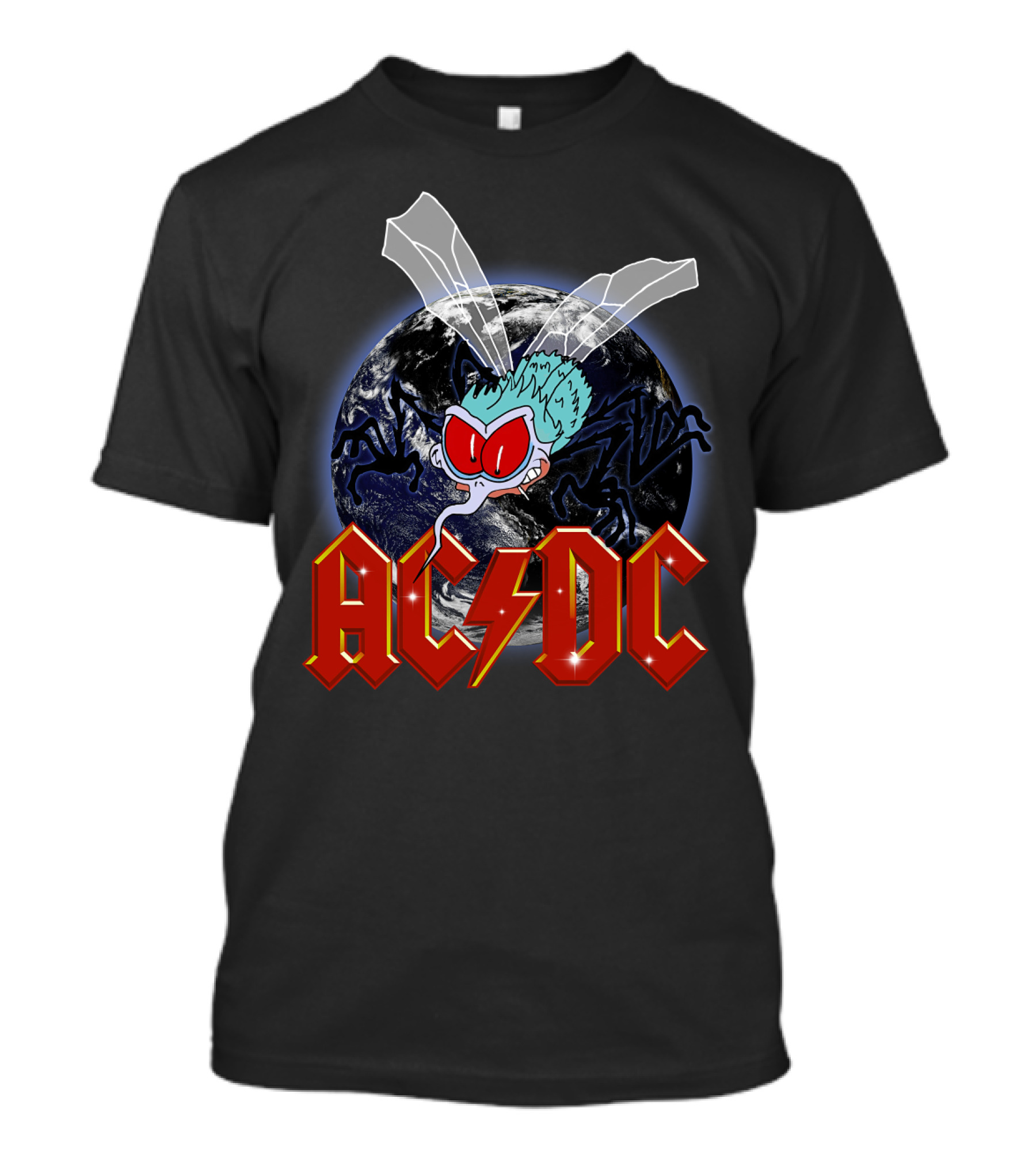 Acdc Space Fly Earth Lightning Bolt T-Shirt