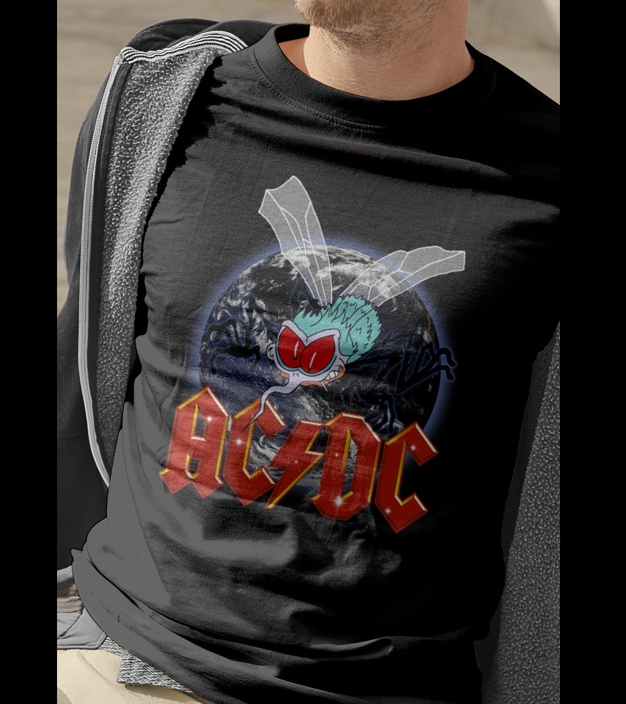 Acdc Space Fly Earth Lightning Bolt T-Shirt
