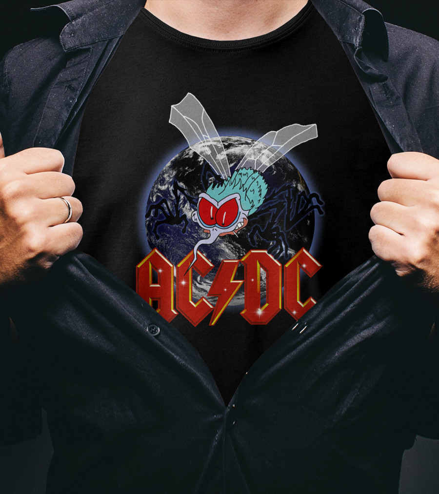 Acdc Space Fly Earth Lightning Bolt T-Shirt