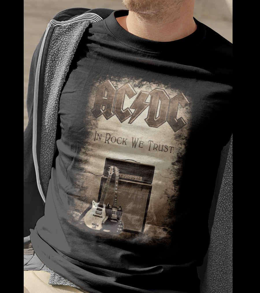 Acdc In Rock We Trust Electric Guitars Amplifier T-Shirt