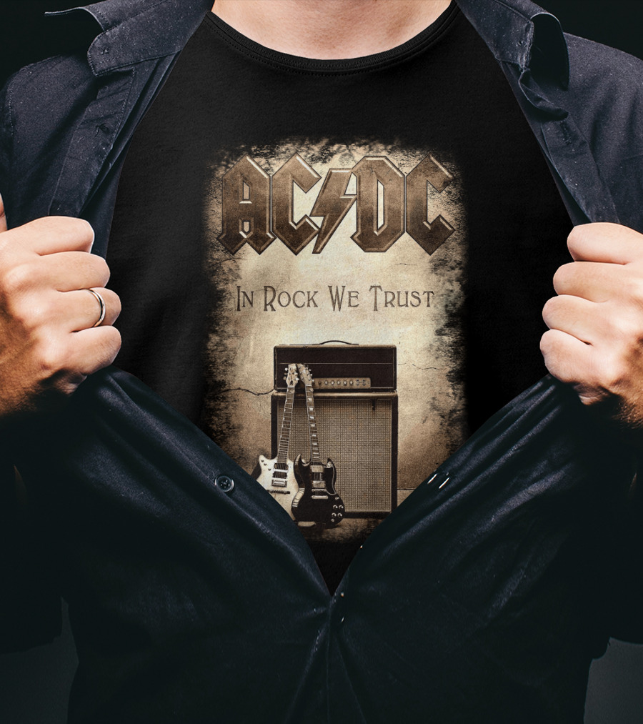 Acdc In Rock We Trust Electric Guitars Amplifier T-Shirt