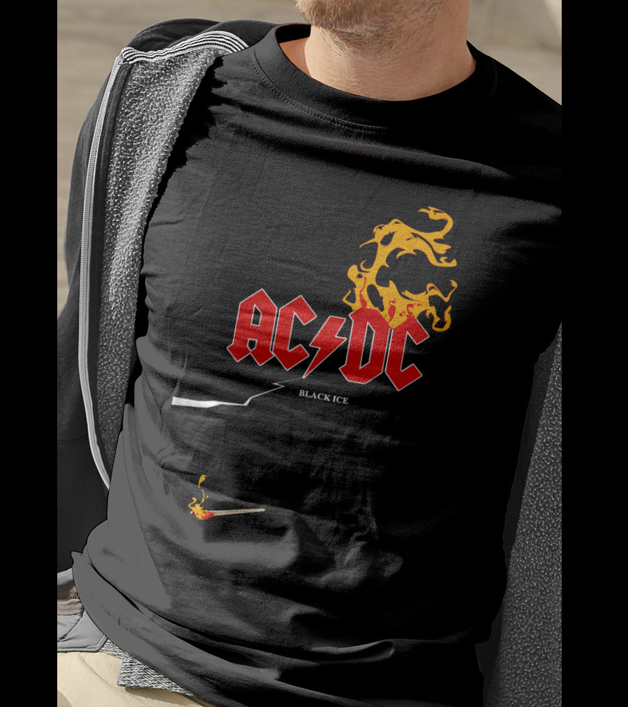 Acdc Black Ice Flame With Matchstick T-Shirt