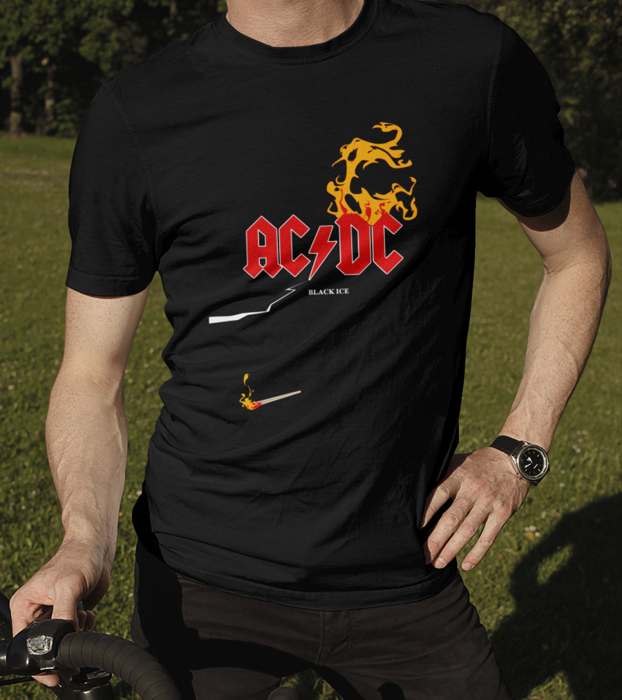 Acdc Black Ice Flame With Matchstick T-Shirt