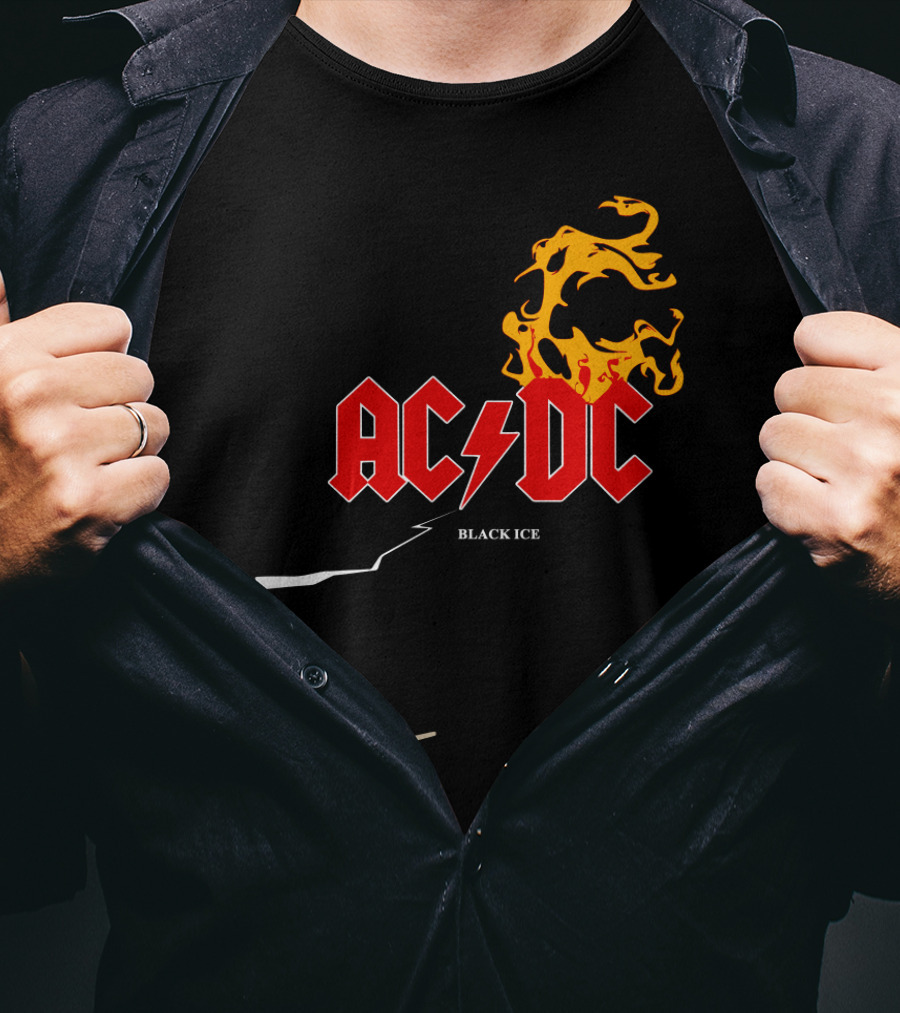 Acdc Black Ice Flame With Matchstick T-Shirt