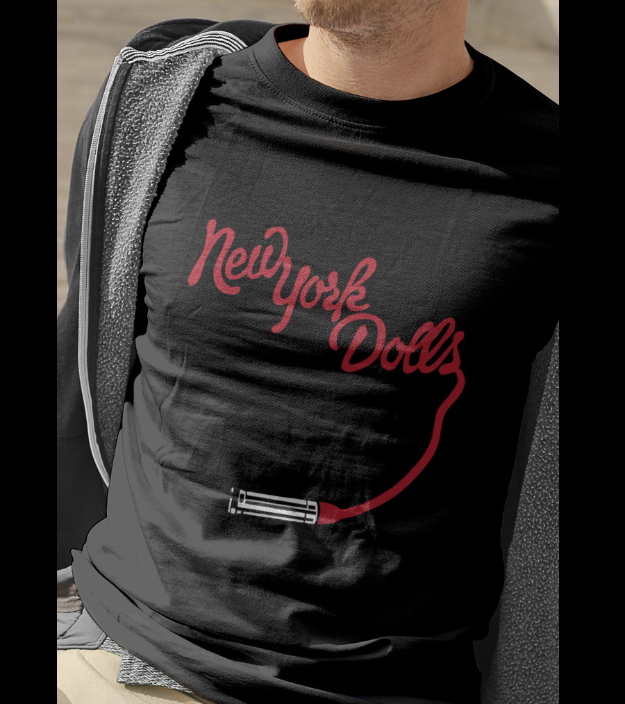 New York Dolls Lipstick Script T-Shirt