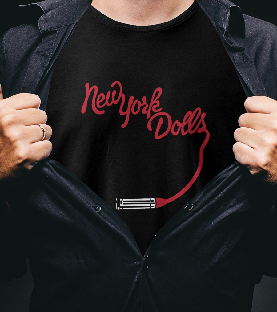 New York Dolls Lipstick Script T-Shirt
