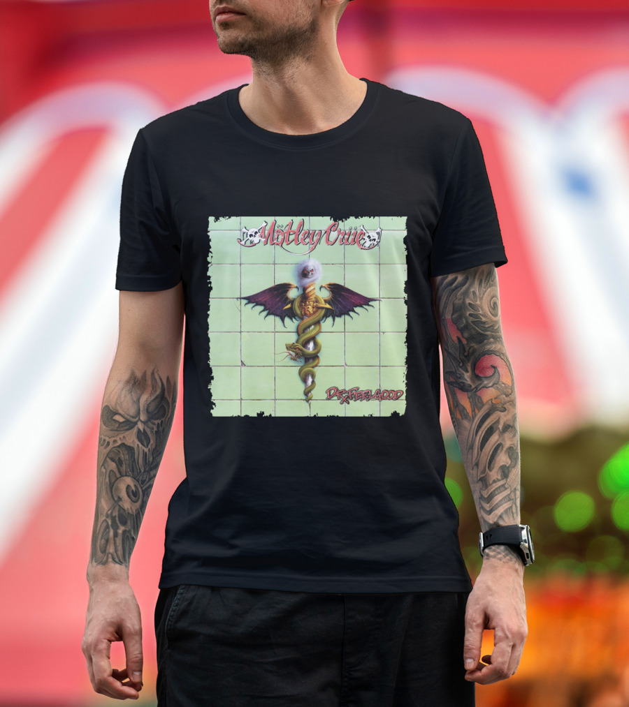 Mötley Crüe Dr. Feelgood Winged Caduceus Snake T-Shirt