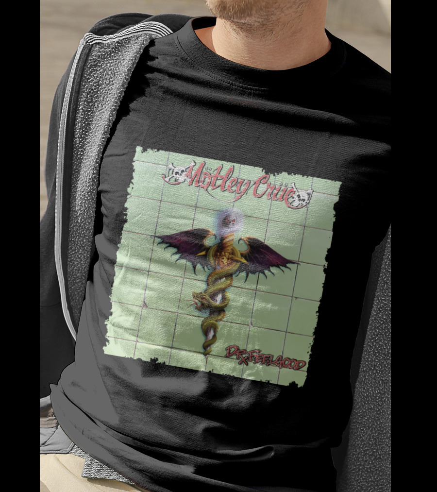 Mötley Crüe Dr. Feelgood Winged Caduceus Snake T-Shirt