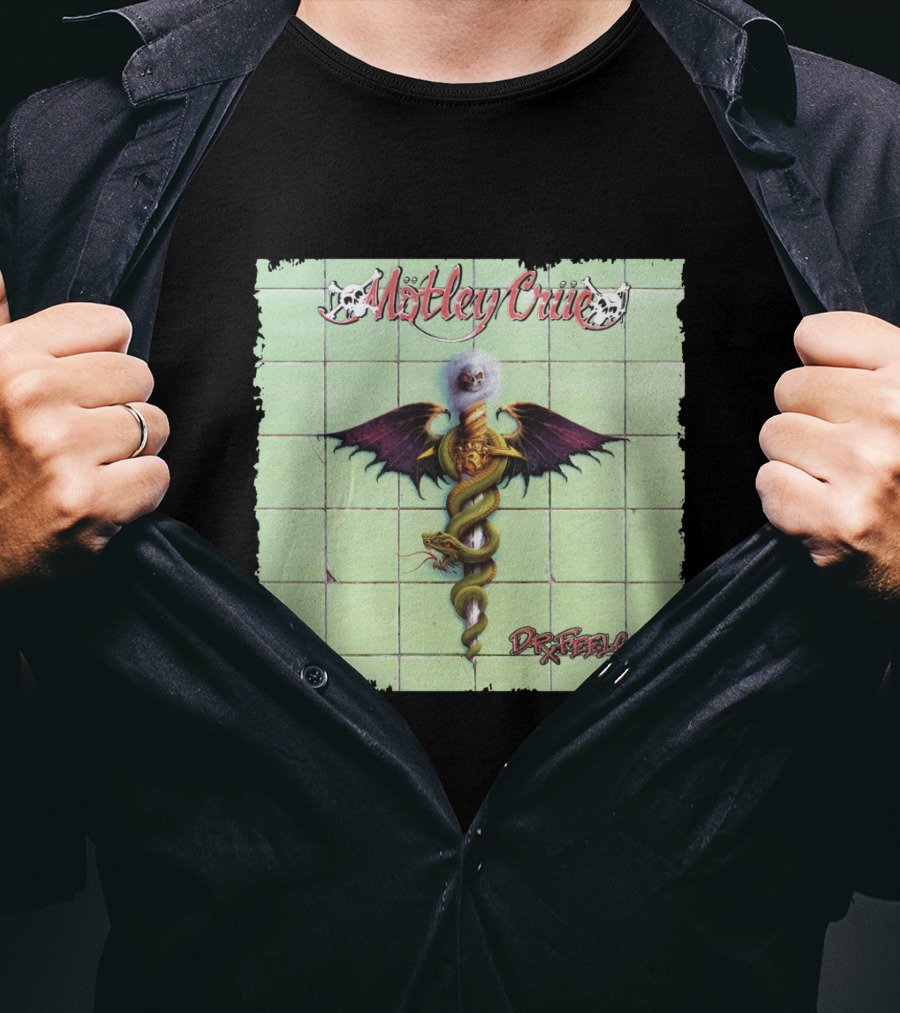 Mötley Crüe Dr. Feelgood Winged Caduceus Snake T-Shirt