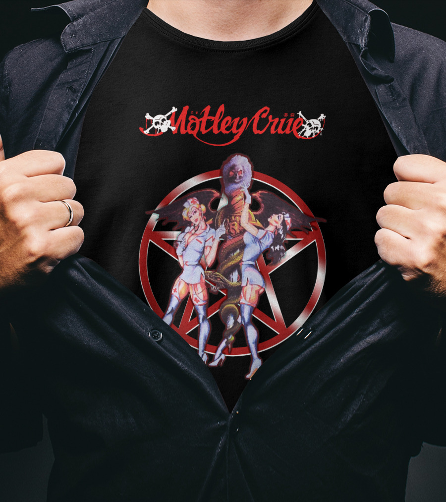 Mötley Crüe Pentagram Nurses Fantasy Art T-Shirt