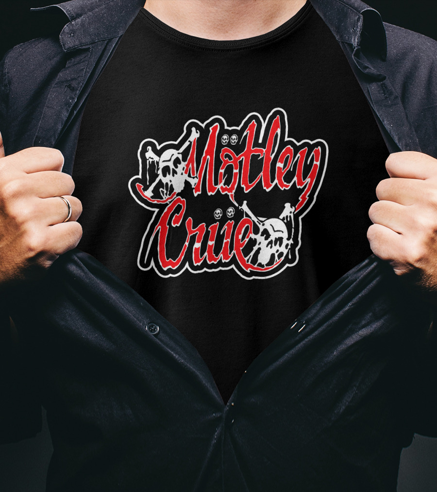 Mötley Crüe Skull Logo With Red And Black T-Shirt
