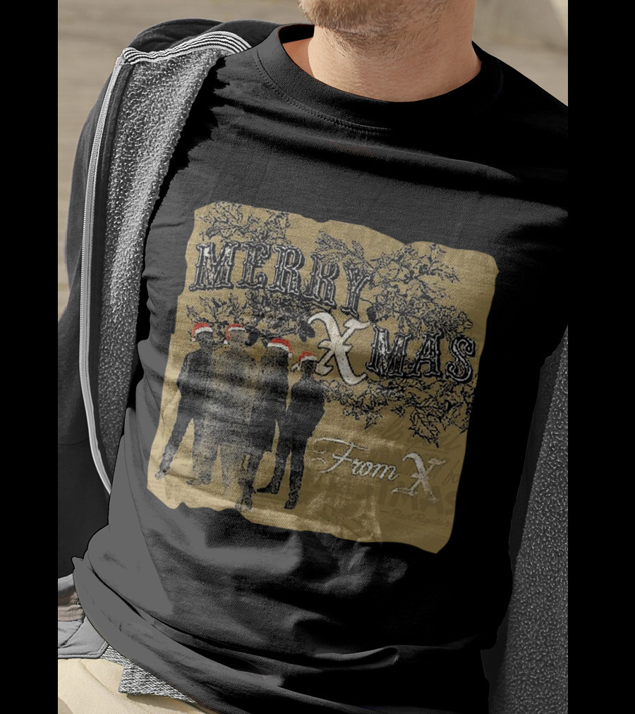 Merry Xmas From X Santa Hat Silhouettes T-Shirt